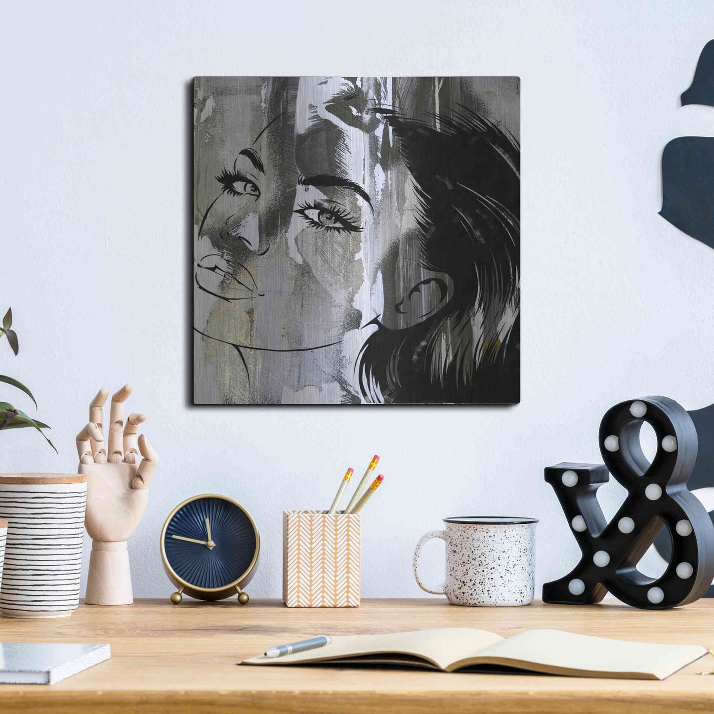 Luxe Metal Art 'Face In The Wall 2' by Karen Smith Metal Wall Art,12x12