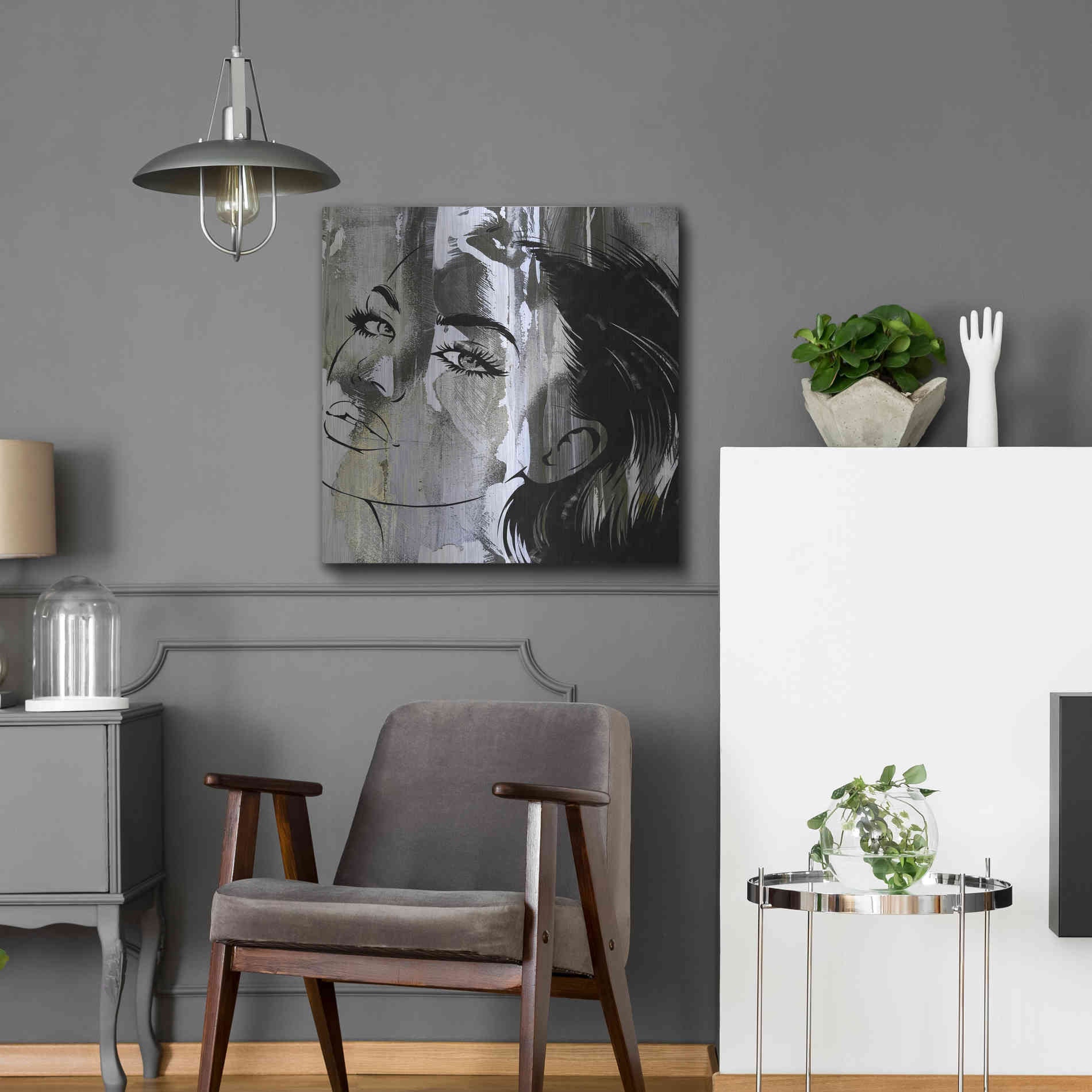 Luxe Metal Art 'Face In The Wall 2' by Karen Smith Metal Wall Art,24x24