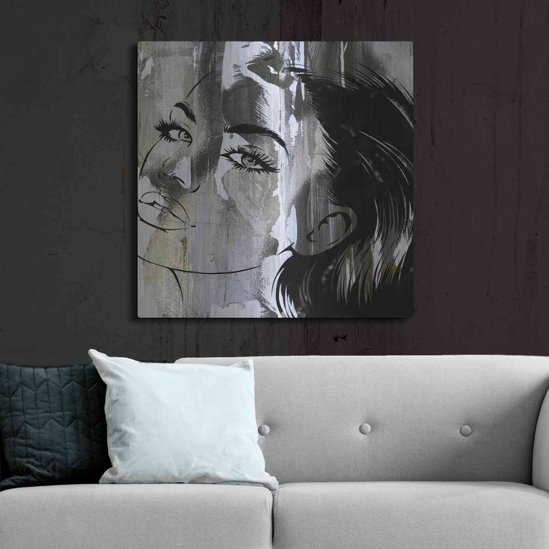 Luxe Metal Art 'Face In The Wall 2' by Karen Smith Metal Wall Art,36x36