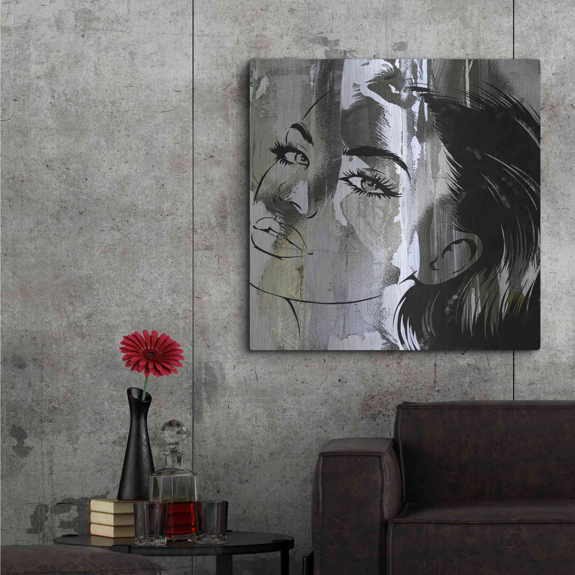 Luxe Metal Art 'Face In The Wall 2' by Karen Smith Metal Wall Art,36x36