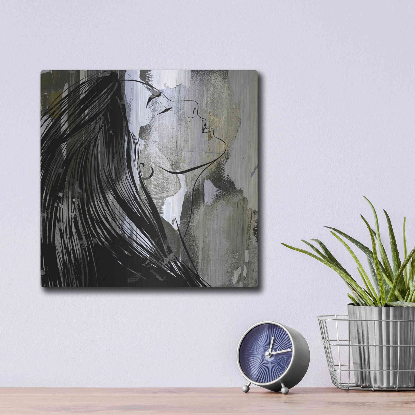 Luxe Metal Art 'Face In The Wall 1' by Karen Smith Metal Wall Art,12x12