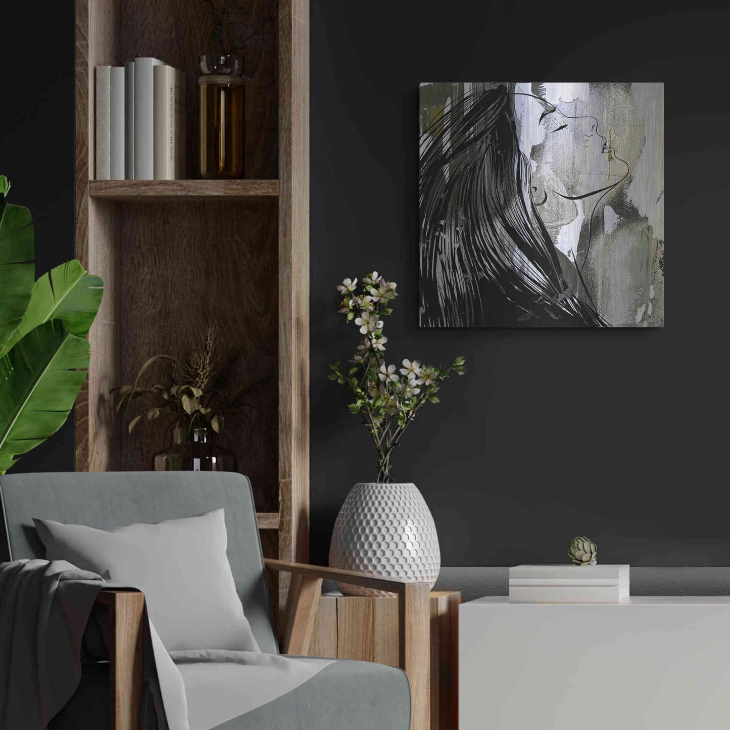 Luxe Metal Art 'Face In The Wall 1' by Karen Smith Metal Wall Art,24x24