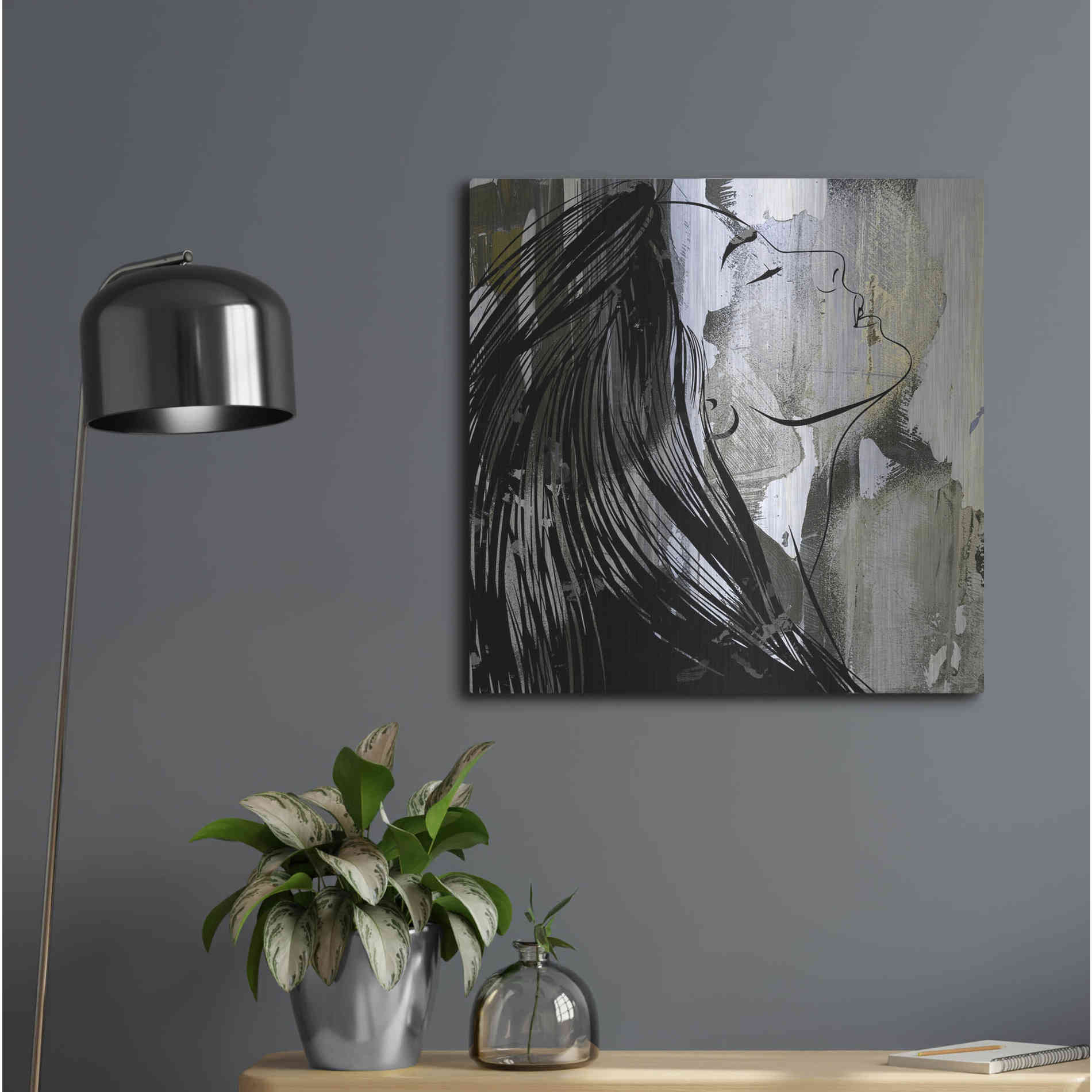 Luxe Metal Art 'Face In The Wall 1' by Karen Smith Metal Wall Art,24x24