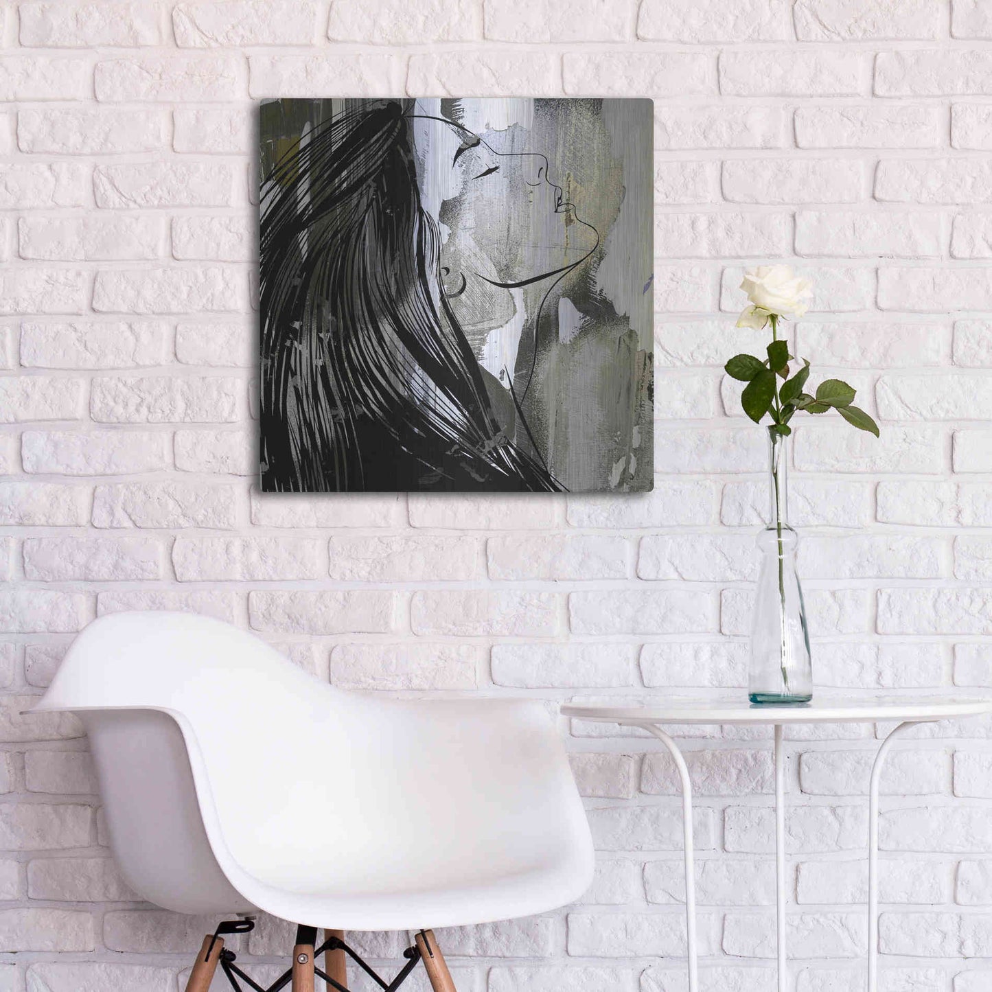 Luxe Metal Art 'Face In The Wall 1' by Karen Smith Metal Wall Art,24x24