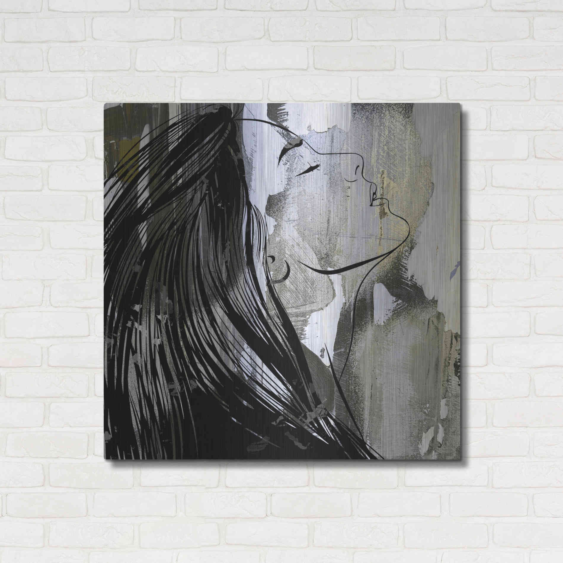 Luxe Metal Art 'Face In The Wall 1' by Karen Smith Metal Wall Art,36x36