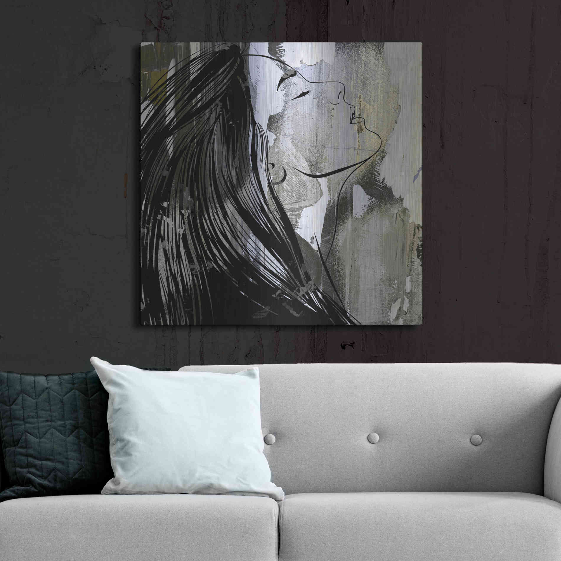 Luxe Metal Art 'Face In The Wall 1' by Karen Smith Metal Wall Art,36x36