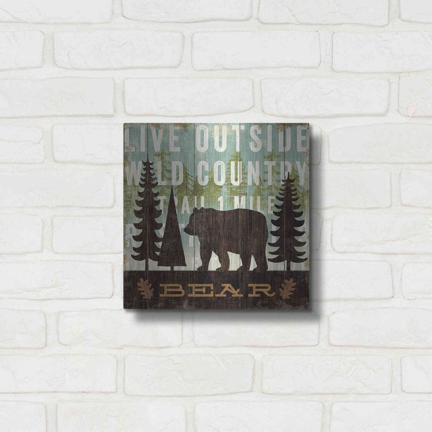 Luxe Metal Art 'Simple Living Bear' by Michael Mullan, Metal Wall Art,12x12