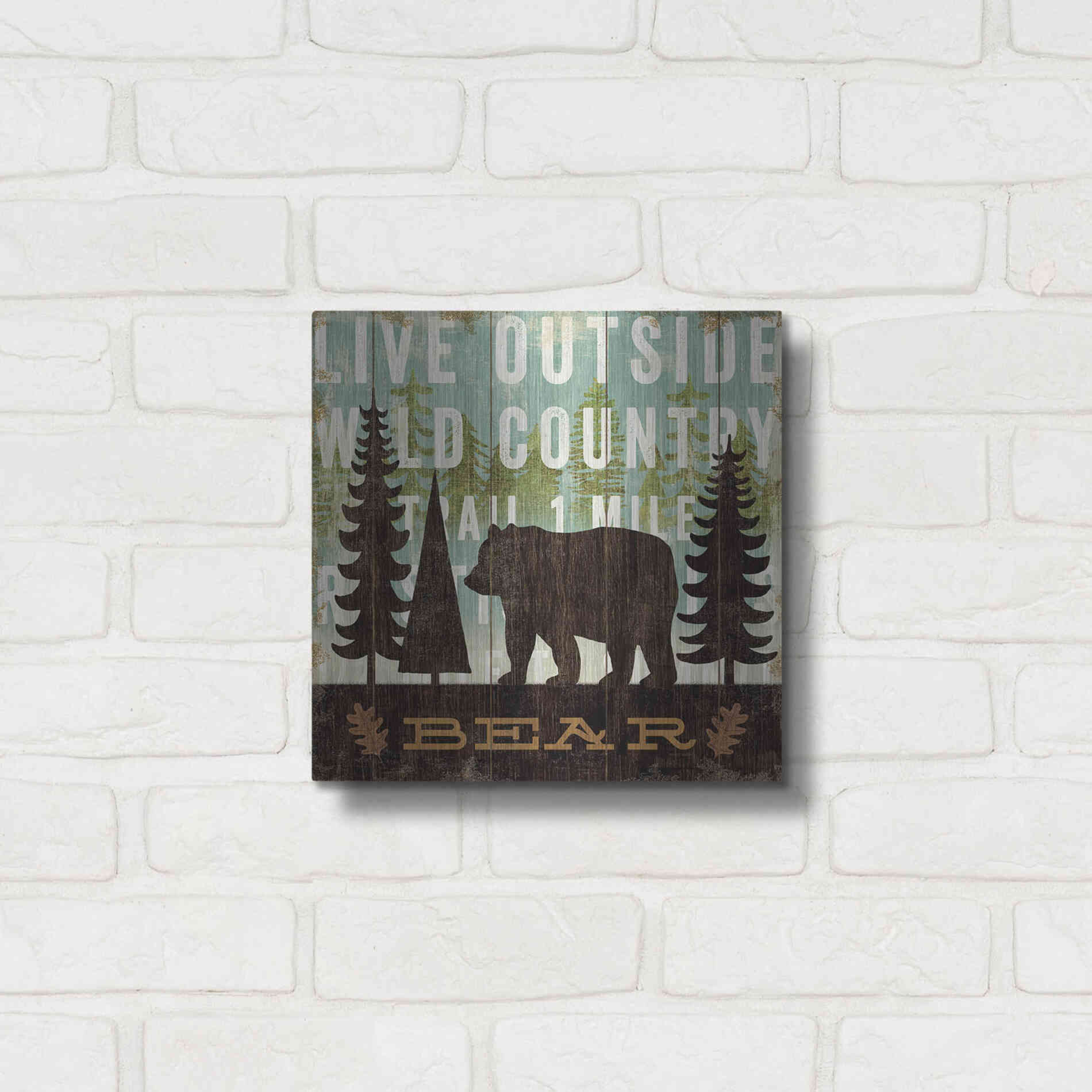 Luxe Metal Art 'Simple Living Bear' by Michael Mullan, Metal Wall Art,12x12