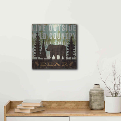 Luxe Metal Art 'Simple Living Bear' by Michael Mullan, Metal Wall Art,12x12