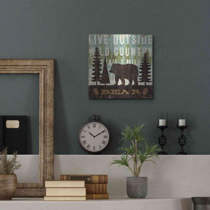 Luxe Metal Art 'Simple Living Bear' by Michael Mullan, Metal Wall Art,12x12