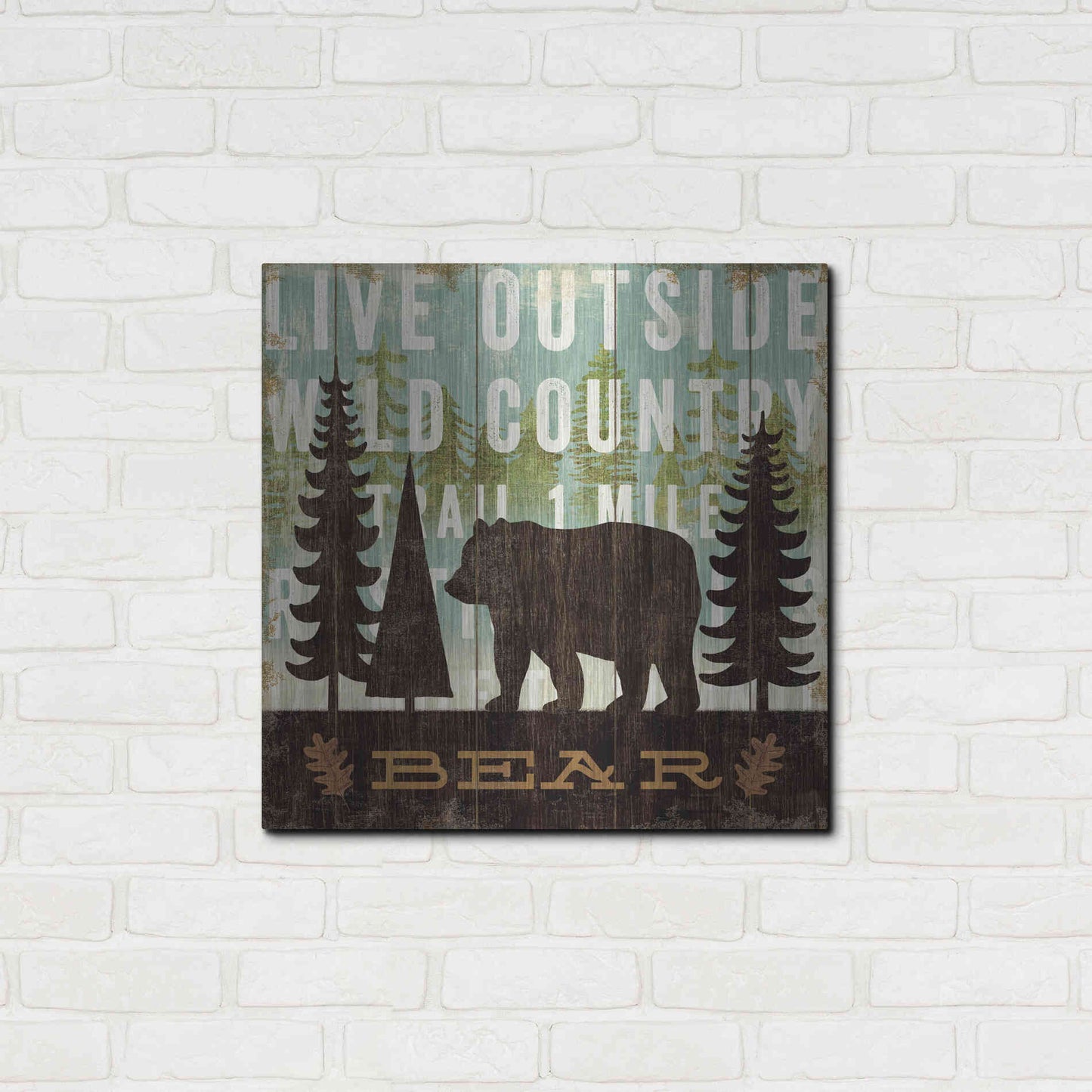 Luxe Metal Art 'Simple Living Bear' by Michael Mullan, Metal Wall Art,24x24