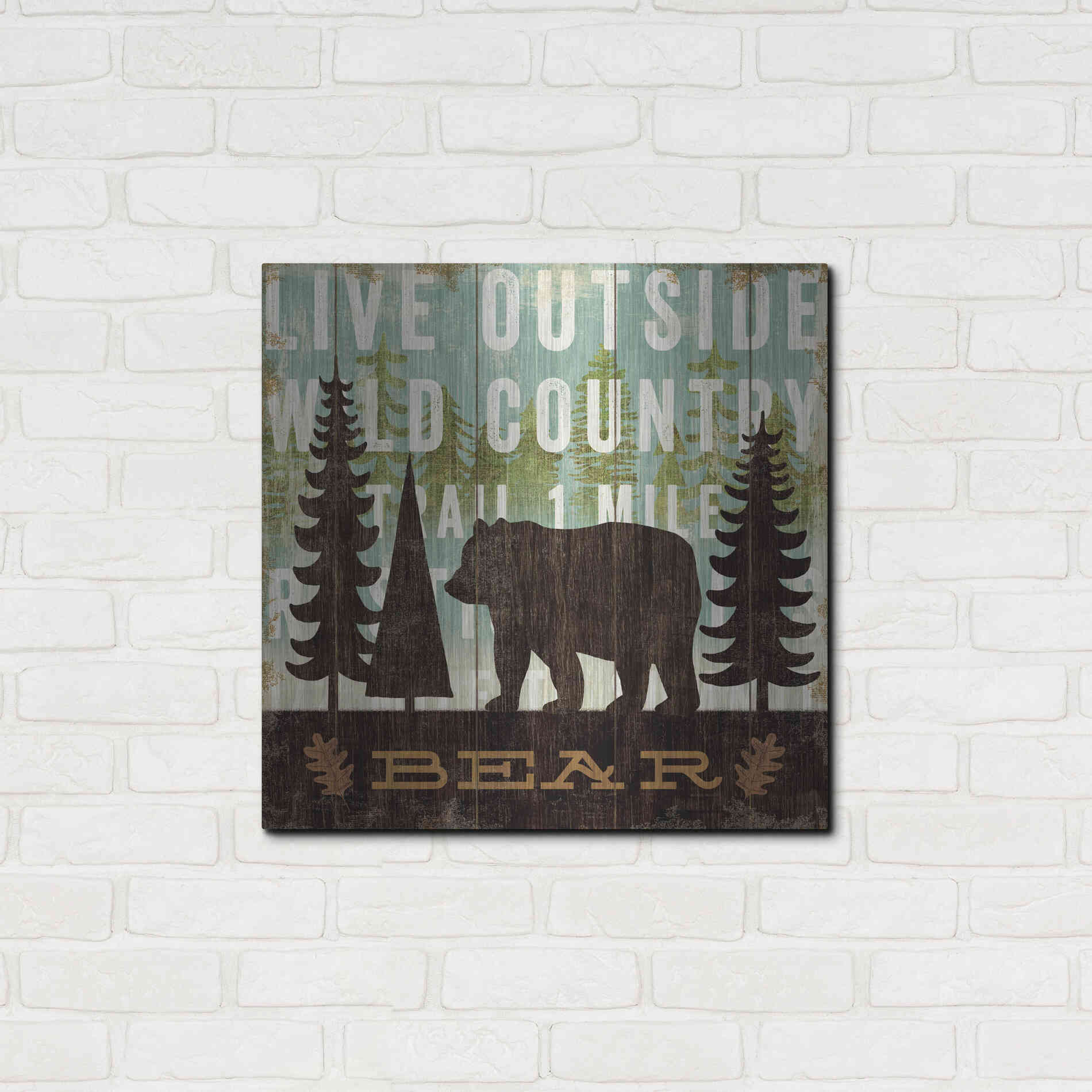 Luxe Metal Art 'Simple Living Bear' by Michael Mullan, Metal Wall Art,24x24