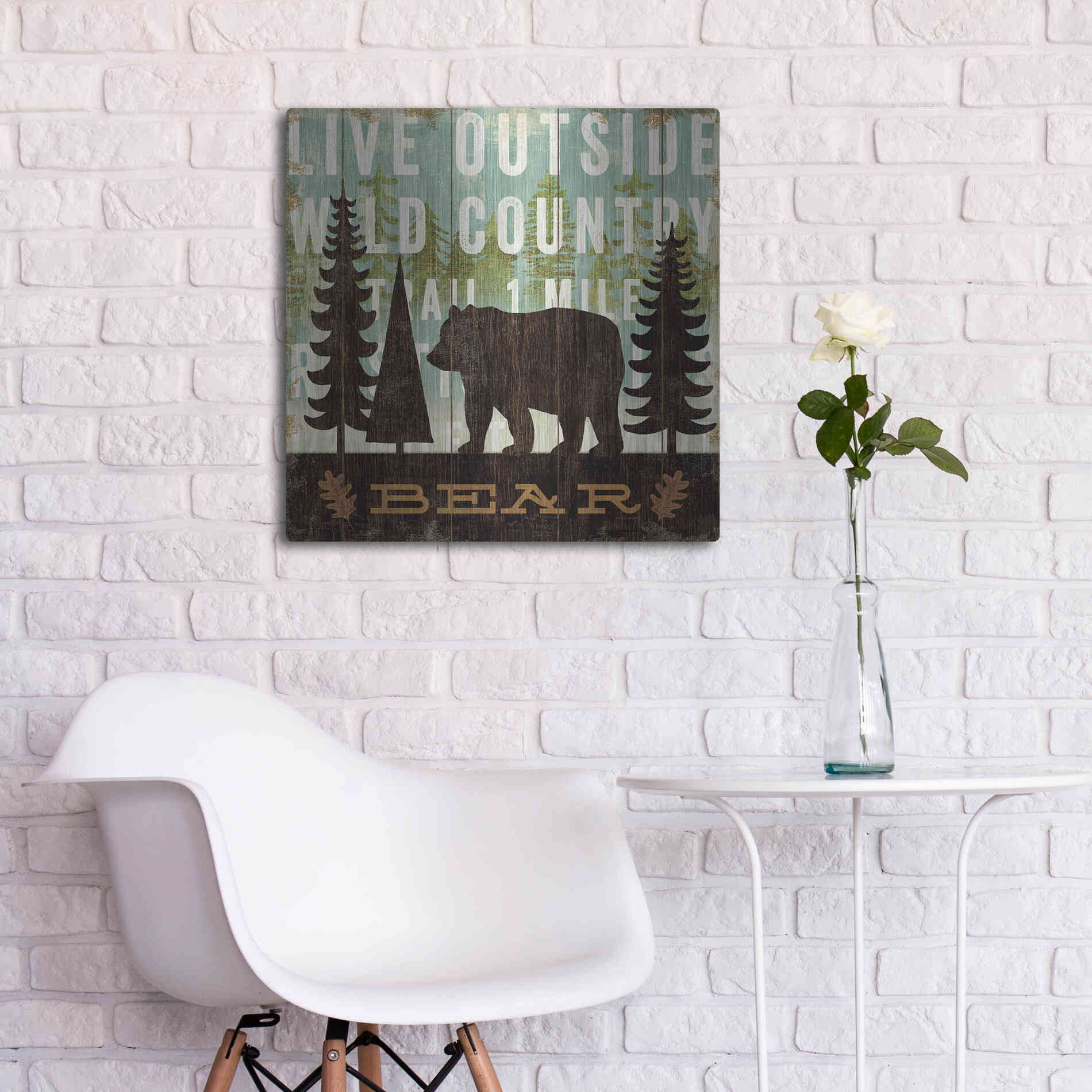 Luxe Metal Art 'Simple Living Bear' by Michael Mullan, Metal Wall Art,24x24