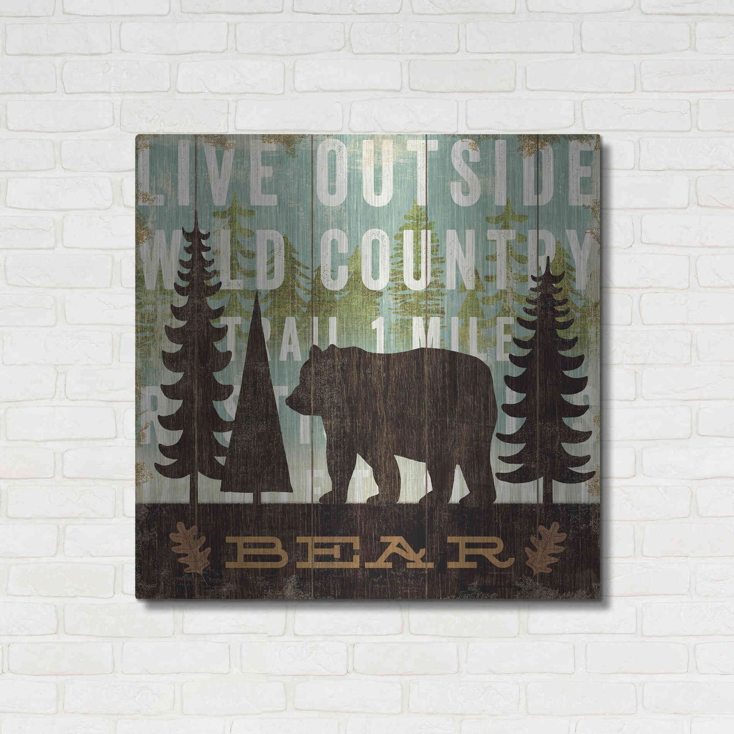 Luxe Metal Art 'Simple Living Bear' by Michael Mullan, Metal Wall Art,36x36