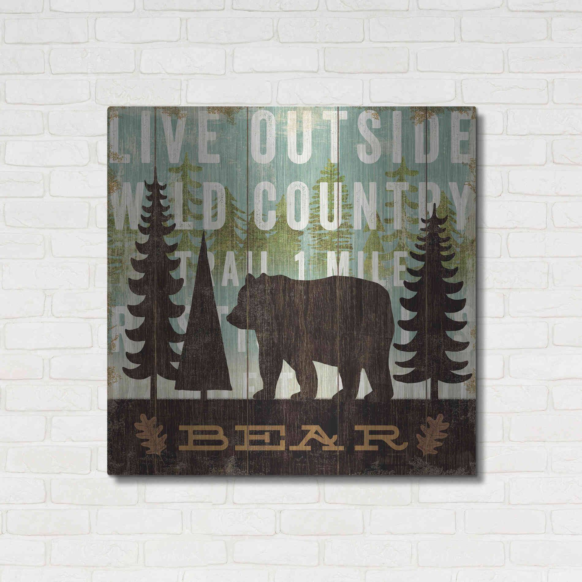 Luxe Metal Art 'Simple Living Bear' by Michael Mullan, Metal Wall Art,36x36