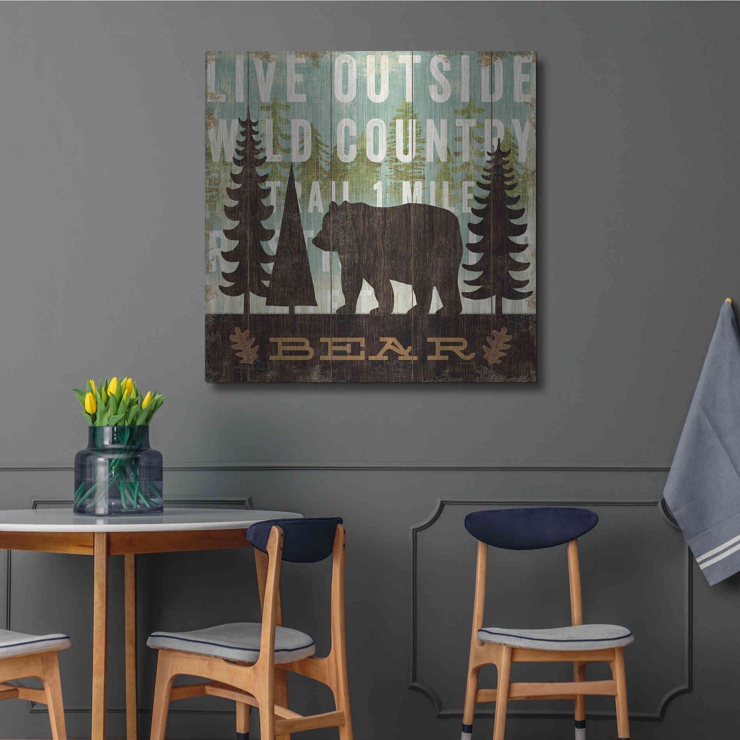 Luxe Metal Art 'Simple Living Bear' by Michael Mullan, Metal Wall Art,36x36