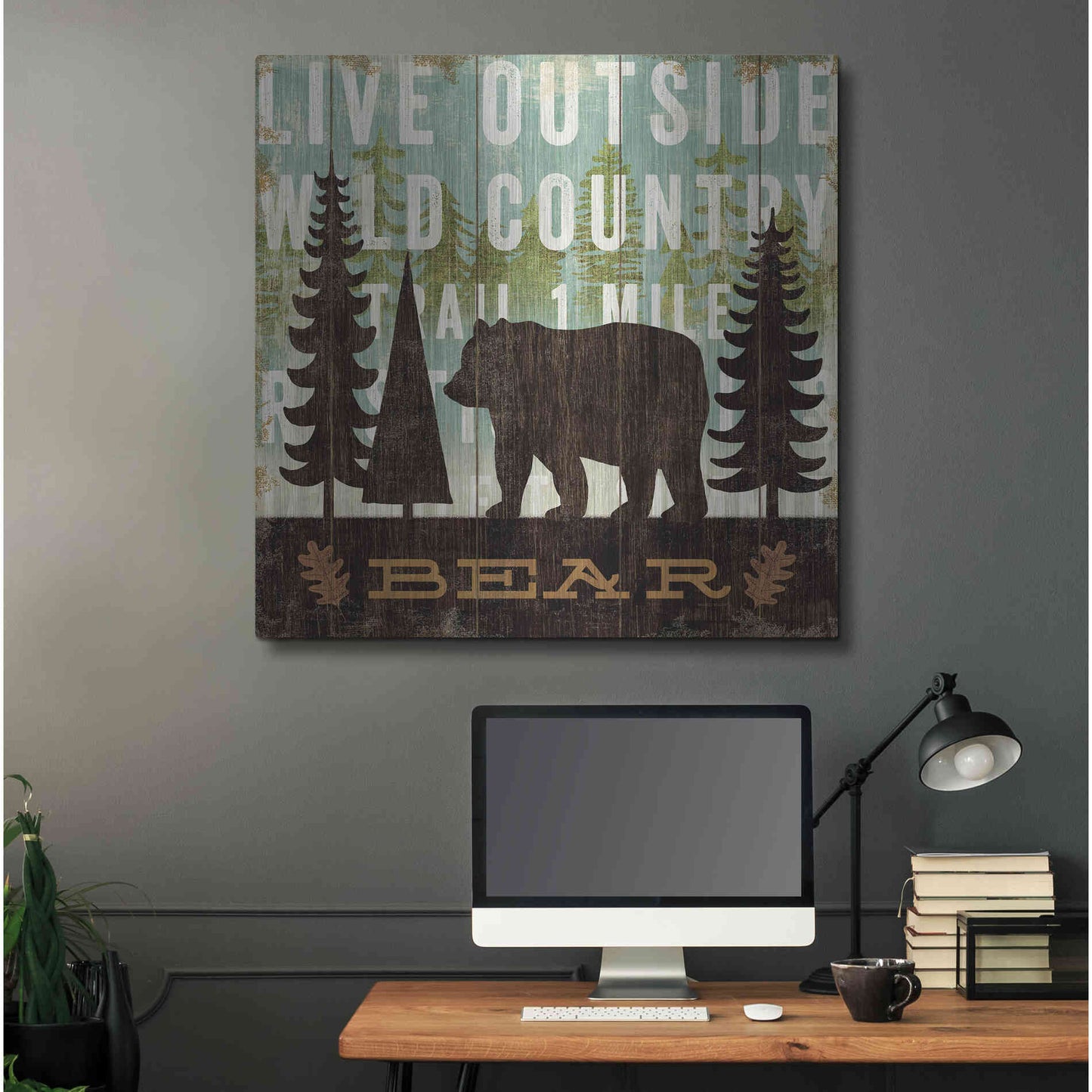 Luxe Metal Art 'Simple Living Bear' by Michael Mullan, Metal Wall Art,36x36