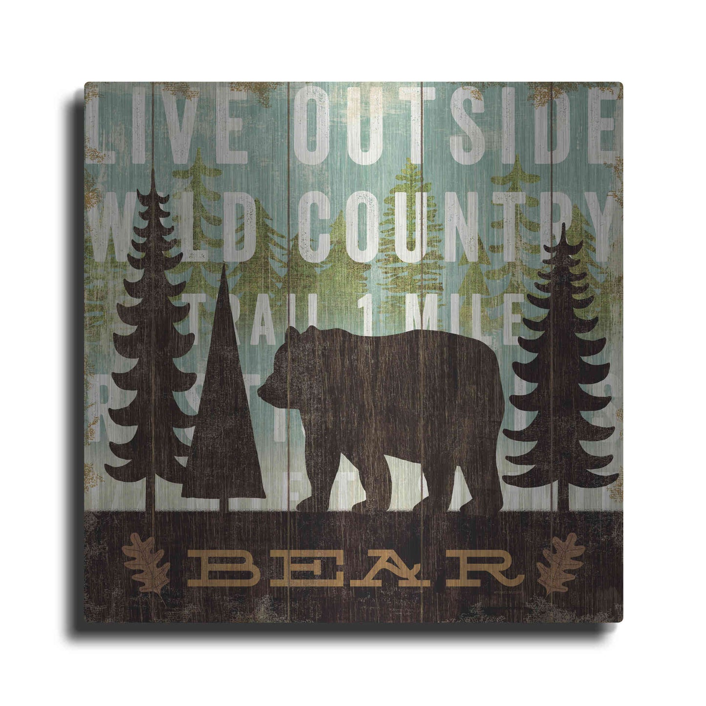 Luxe Metal Art 'Simple Living Bear' by Michael Mullan, Metal Wall Art