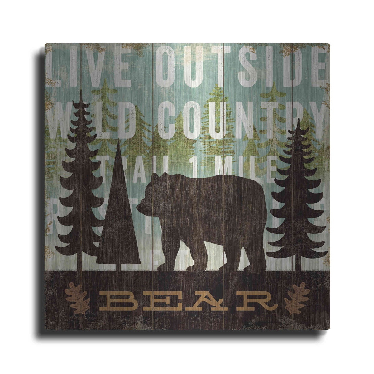 Luxe Metal Art 'Simple Living Bear' by Michael Mullan, Metal Wall Art