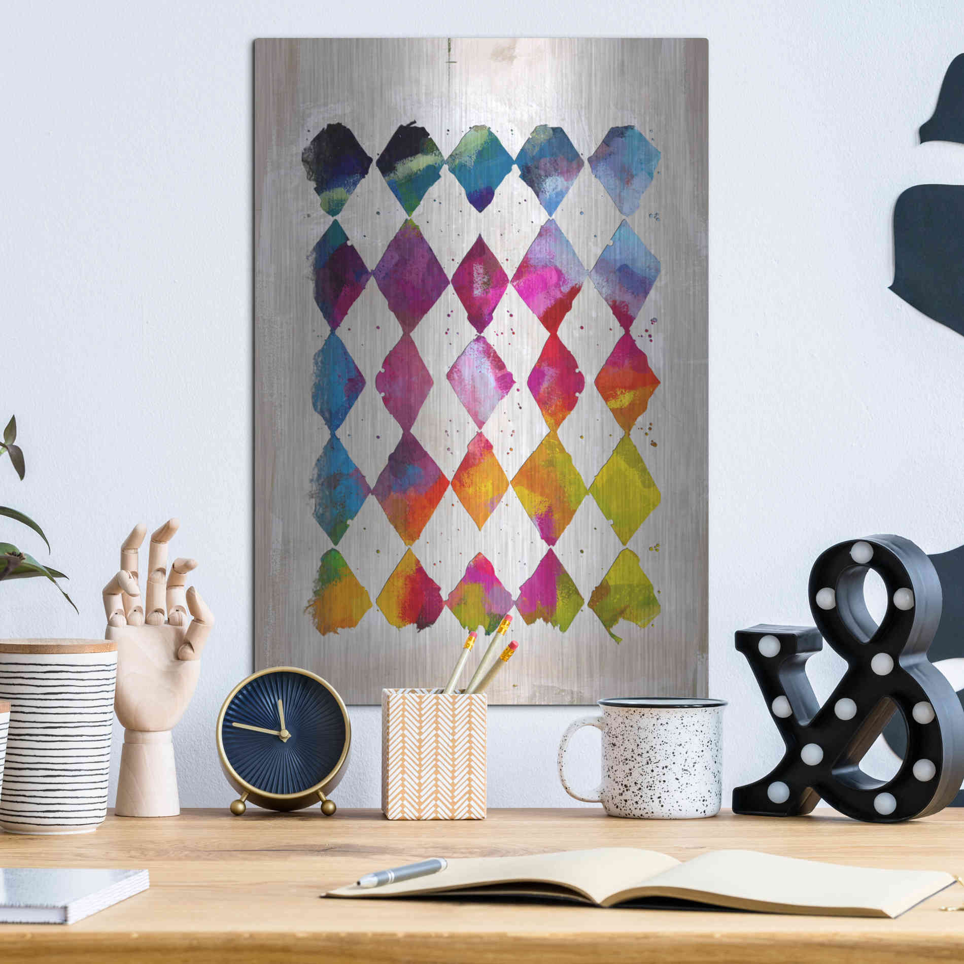 Luxe Metal Art 'Diamond Palette 2' by Karen Smith Metal Wall Art,12x16