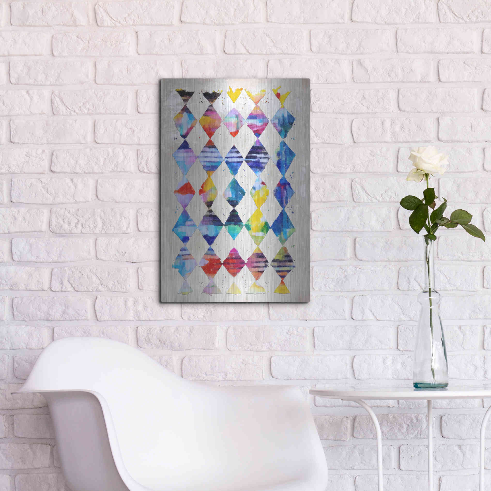 Luxe Metal Art 'Diamond Palette 1' by Karen Smith Metal Wall Art,16x24