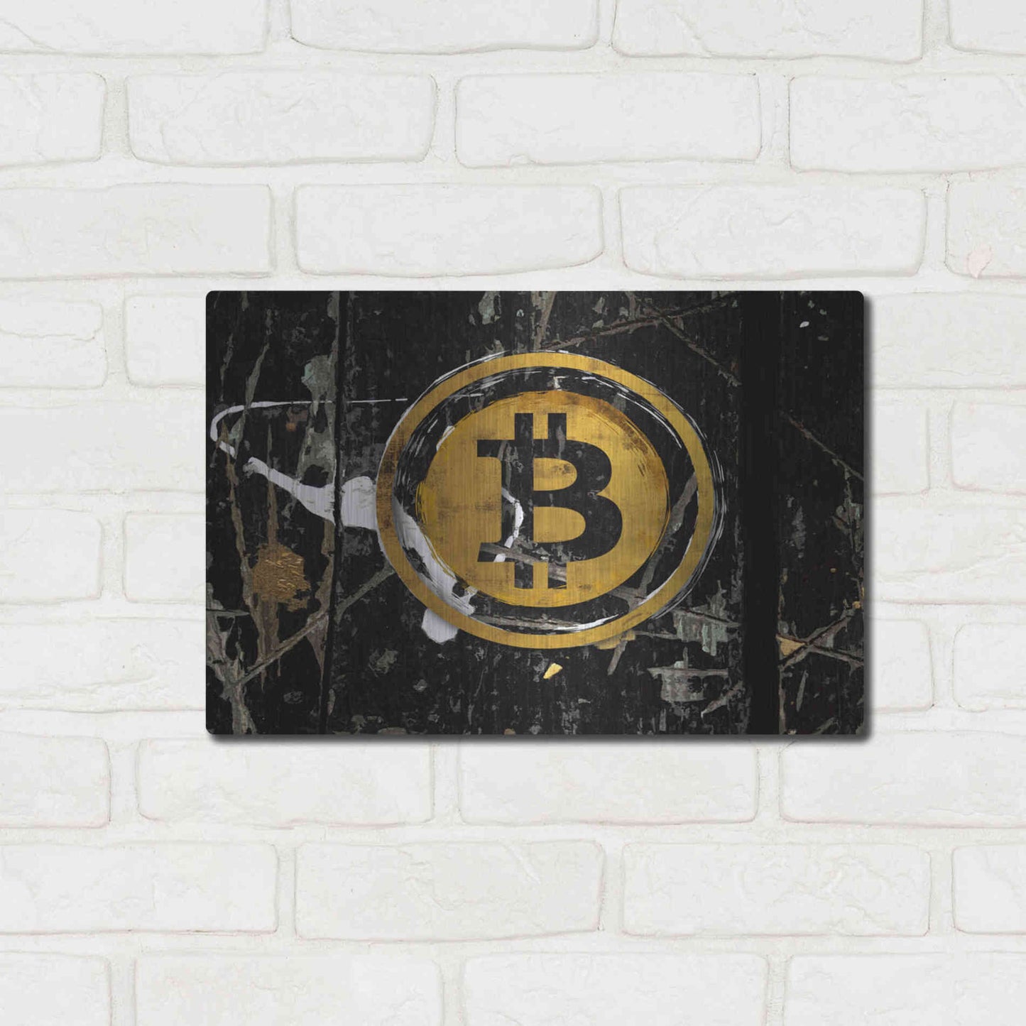 Luxe Metal Art 'Bitcoin Splash' by Karen Smith Metal Wall Art,16x12