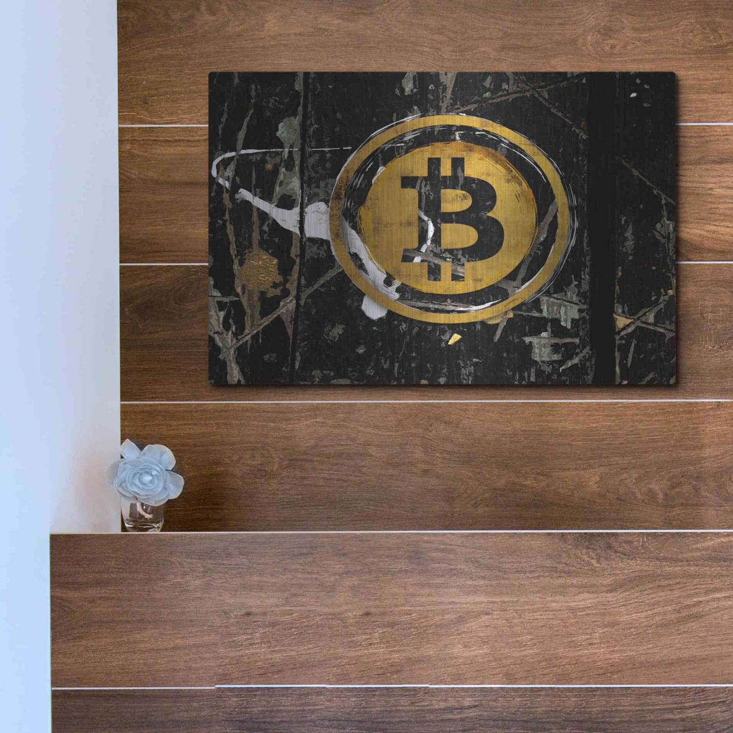 Luxe Metal Art 'Bitcoin Splash' by Karen Smith Metal Wall Art,16x12