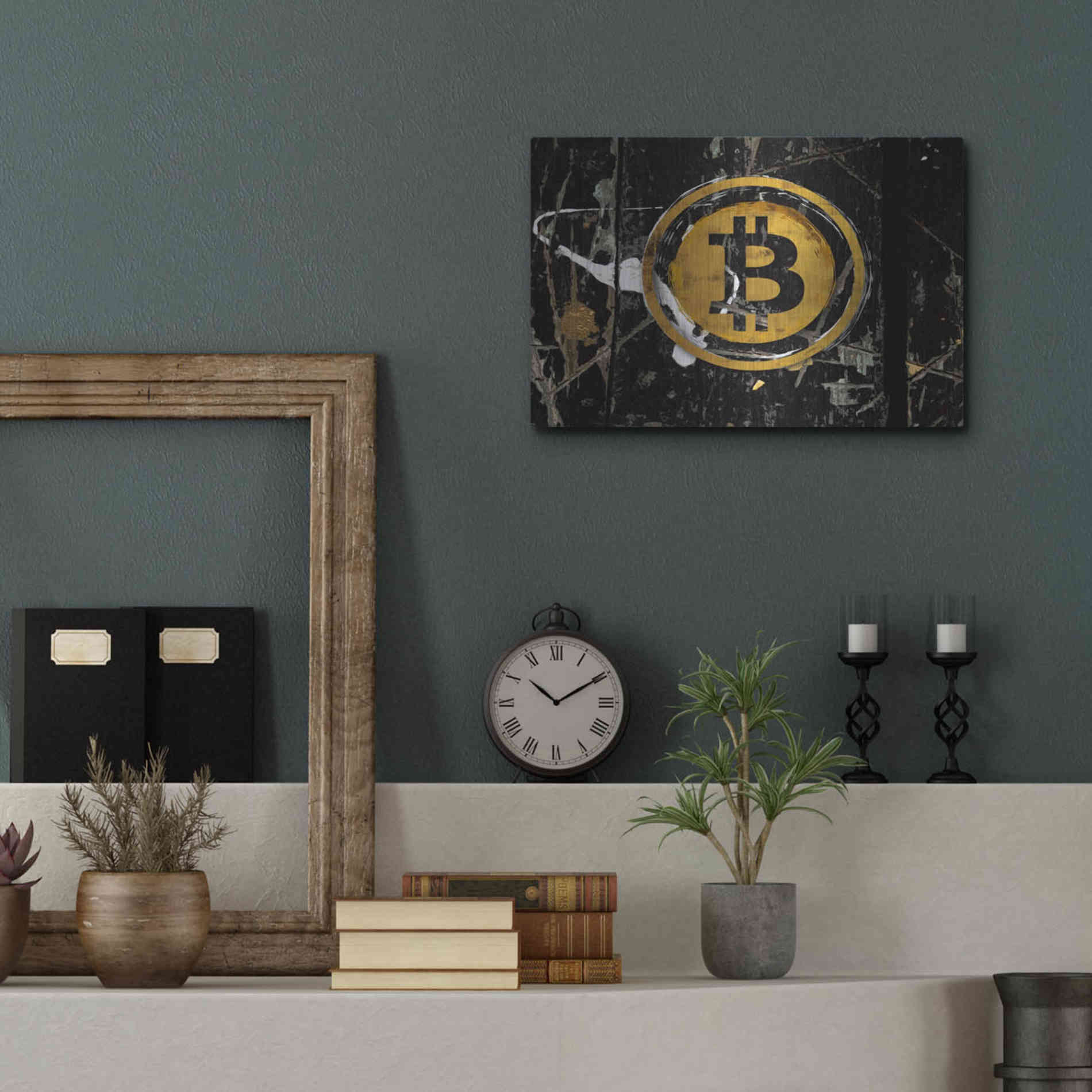 Luxe Metal Art 'Bitcoin Splash' by Karen Smith Metal Wall Art,16x12