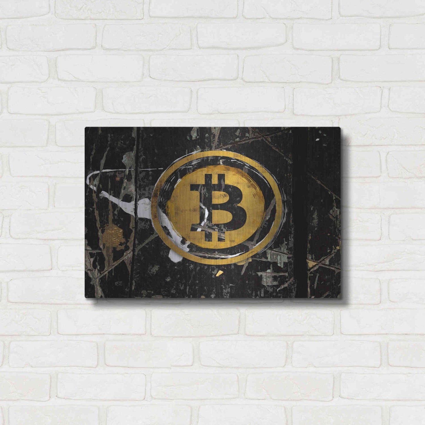Luxe Metal Art 'Bitcoin Splash' by Karen Smith Metal Wall Art,24x16