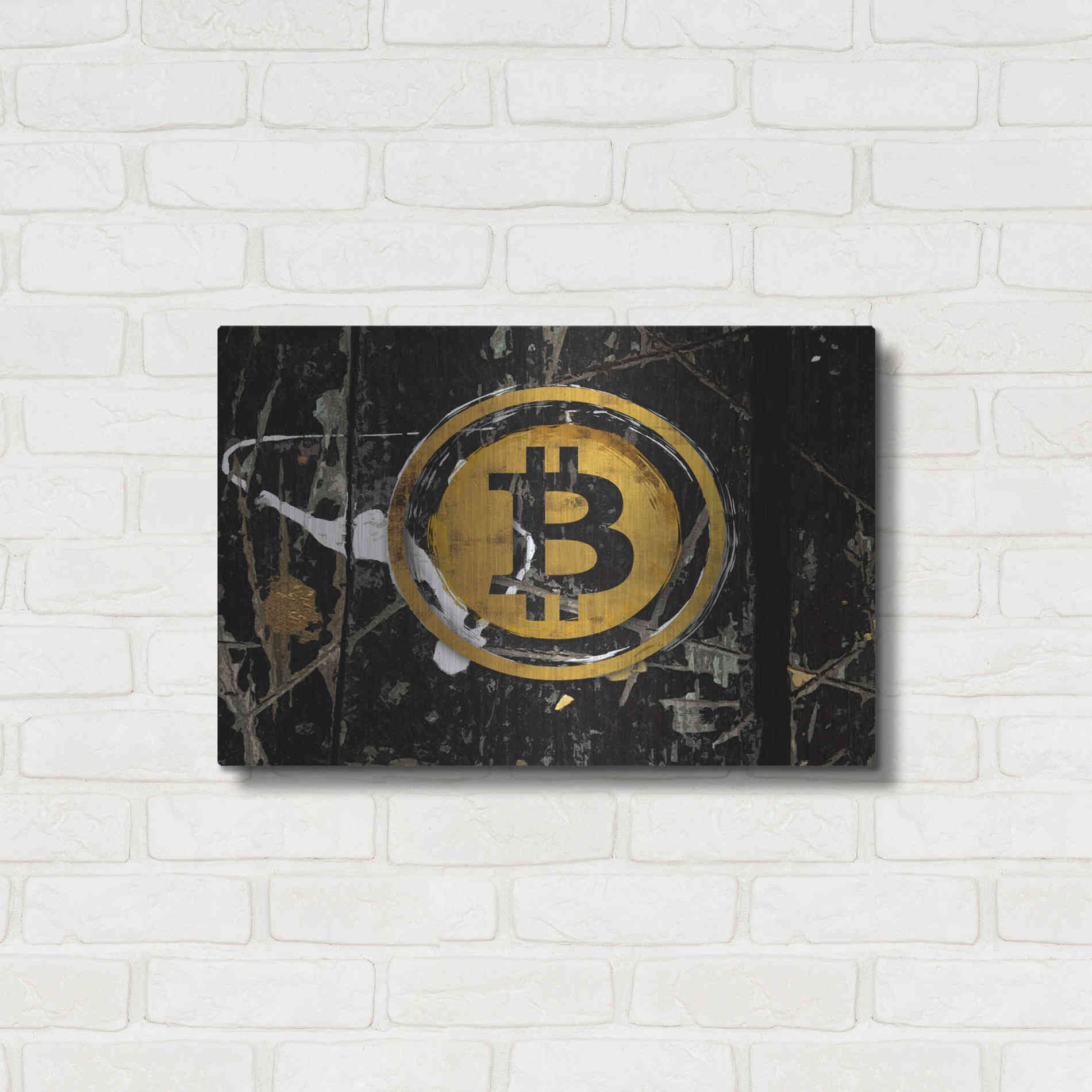 Luxe Metal Art 'Bitcoin Splash' by Karen Smith Metal Wall Art,24x16