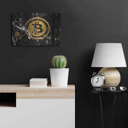 Luxe Metal Art 'Bitcoin Splash' by Karen Smith Metal Wall Art,24x16