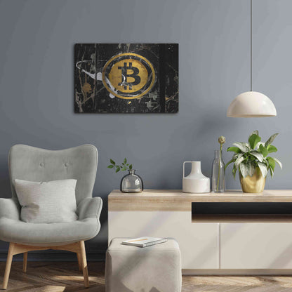 Luxe Metal Art 'Bitcoin Splash' by Karen Smith Metal Wall Art,24x16