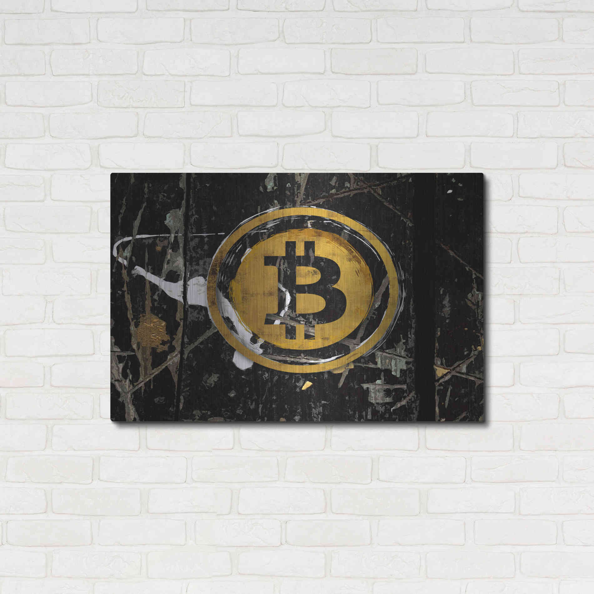 Luxe Metal Art 'Bitcoin Splash' by Karen Smith Metal Wall Art,36x24