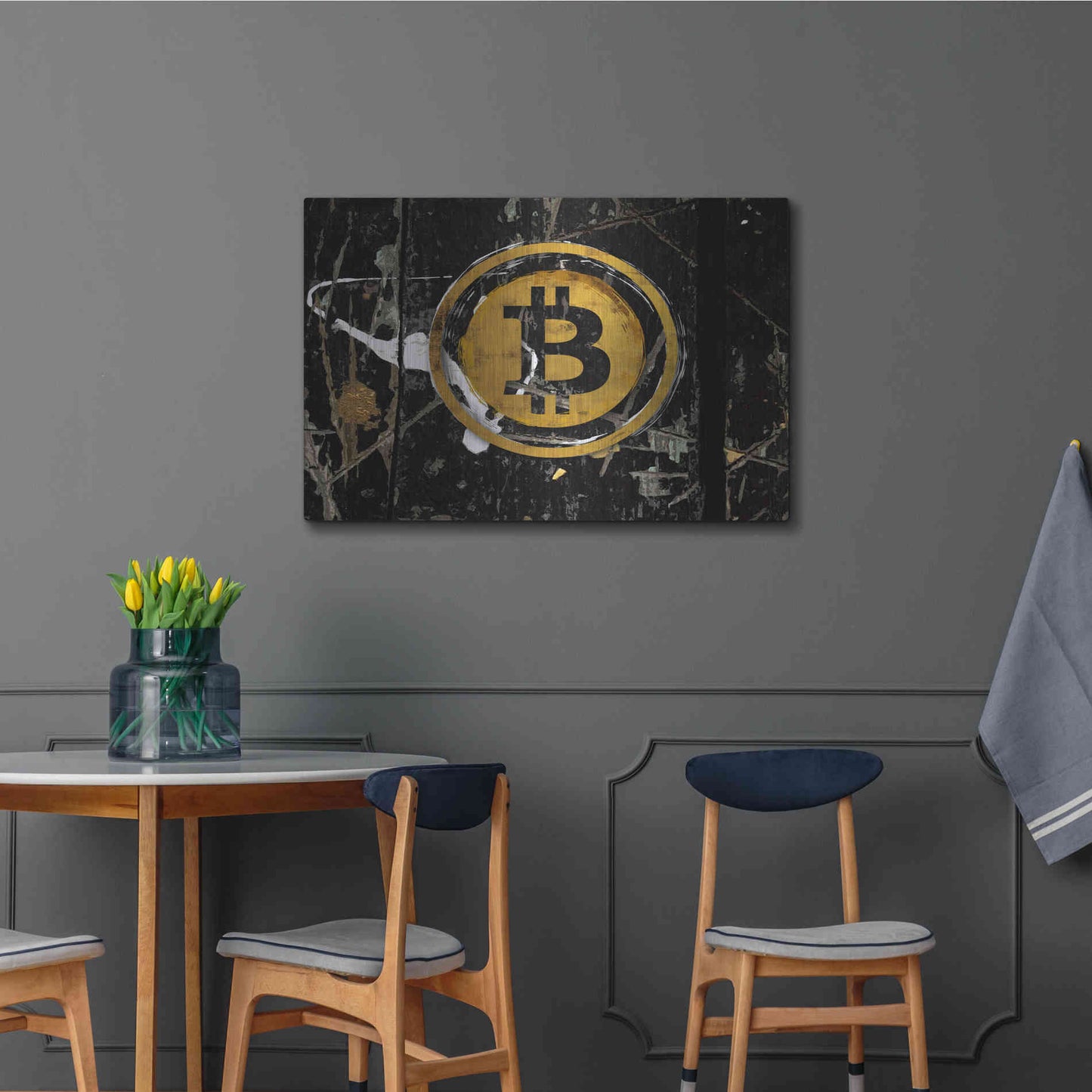 Luxe Metal Art 'Bitcoin Splash' by Karen Smith Metal Wall Art,36x24