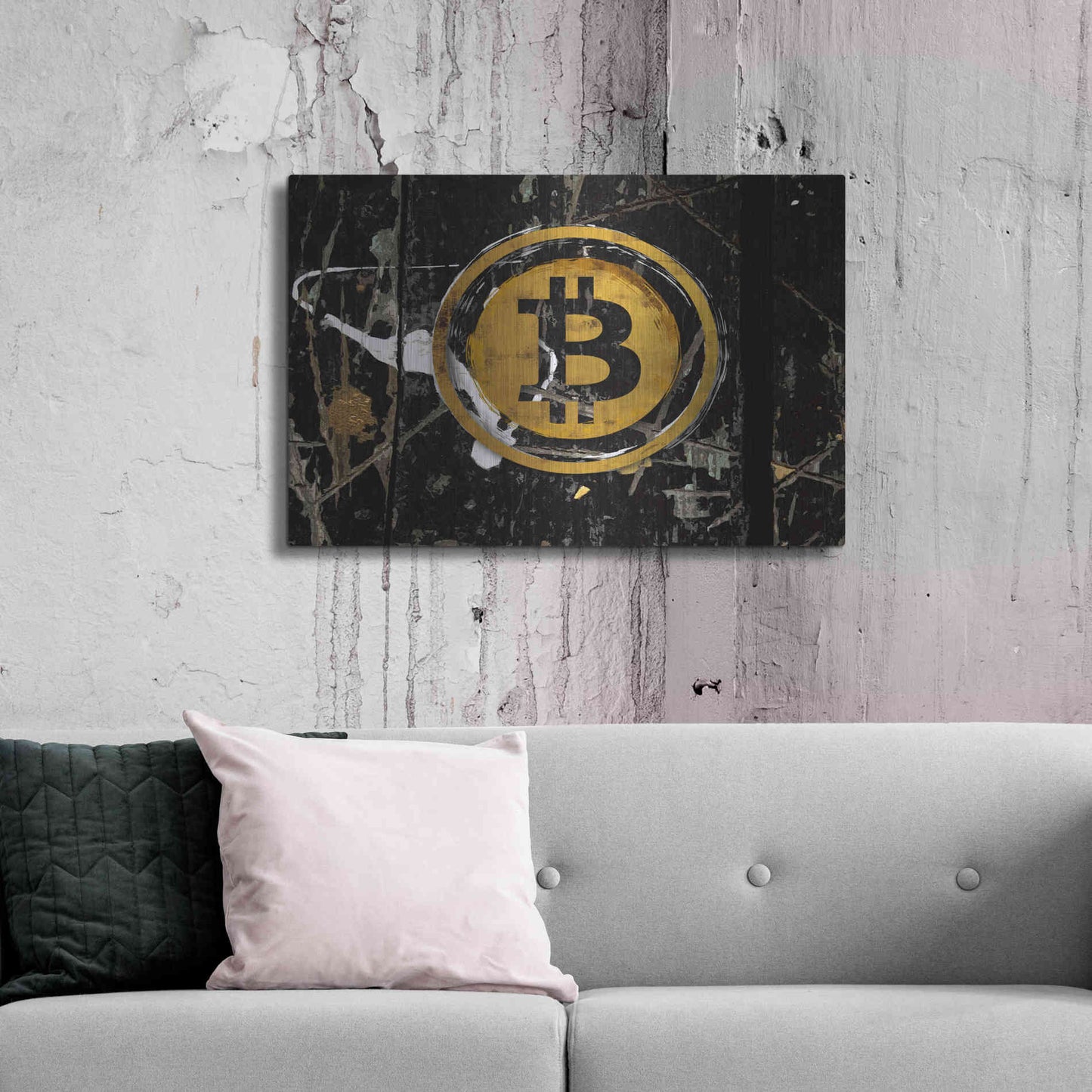 Luxe Metal Art 'Bitcoin Splash' by Karen Smith Metal Wall Art,36x24