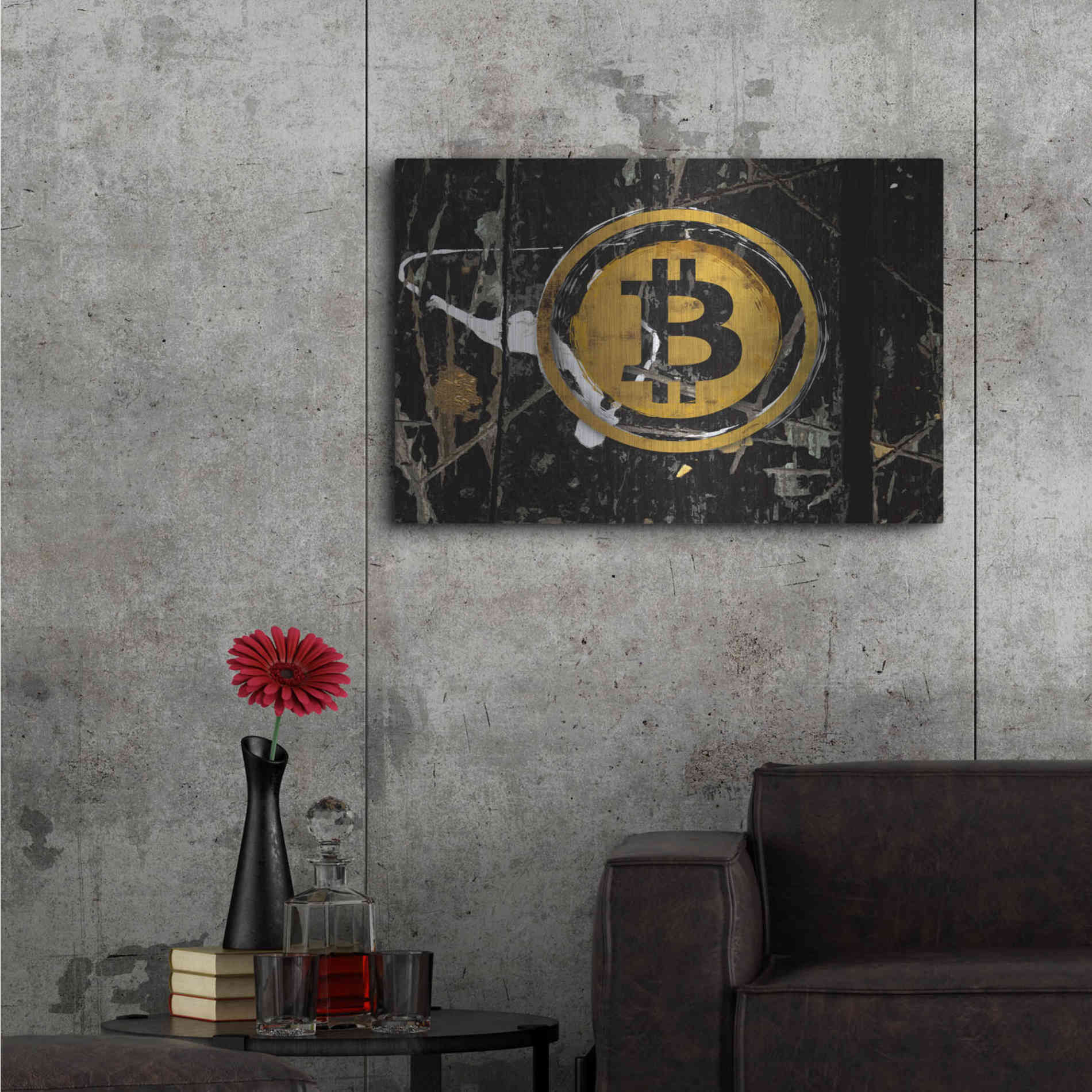 Luxe Metal Art 'Bitcoin Splash' by Karen Smith Metal Wall Art,36x24