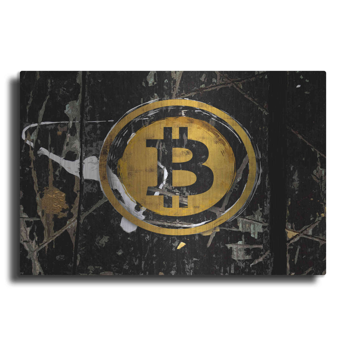 Luxe Metal Art 'Bitcoin Splash' by Karen Smith Metal Wall Art