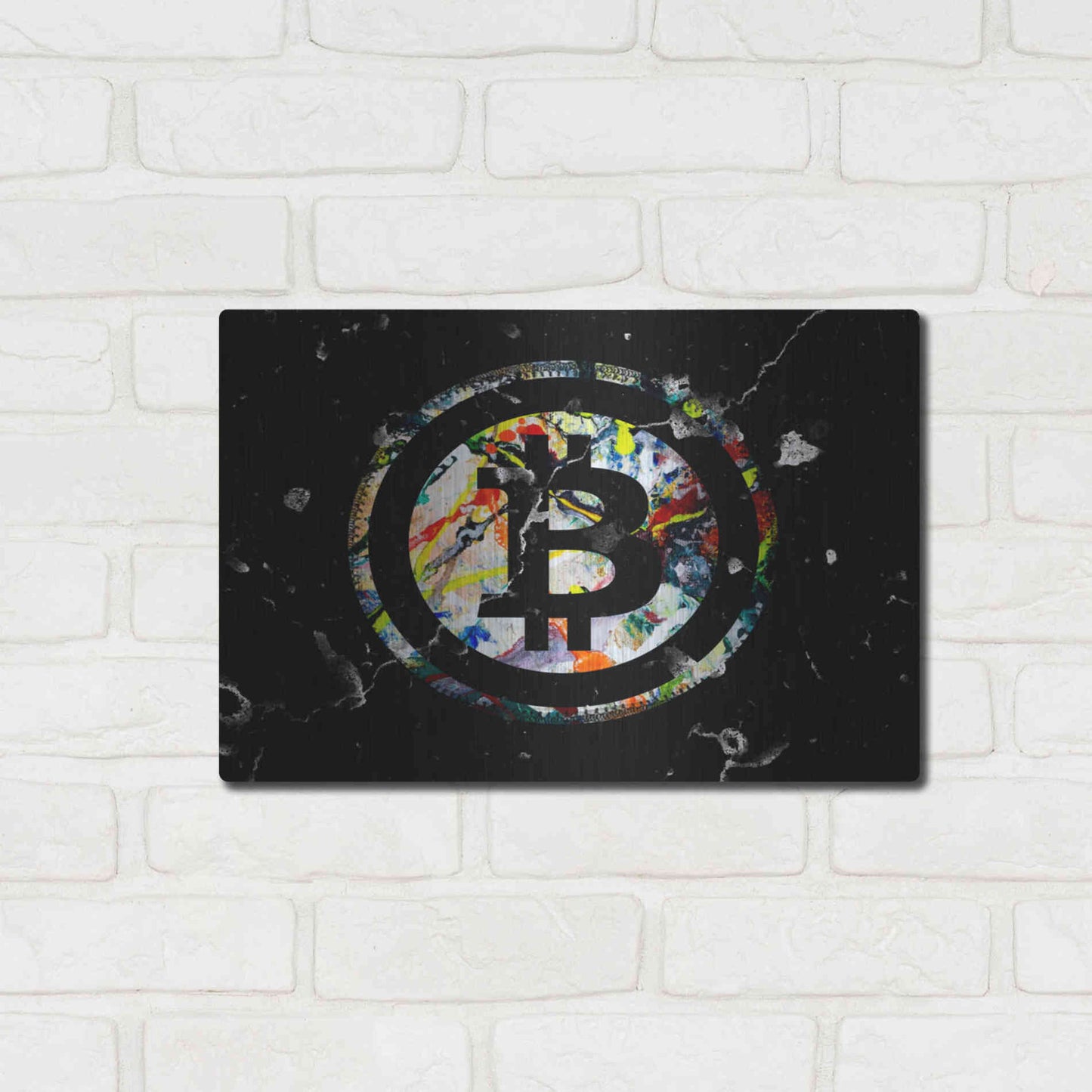 Luxe Metal Art 'Bitcoin Paint' by Karen Smith Metal Wall Art,16x12