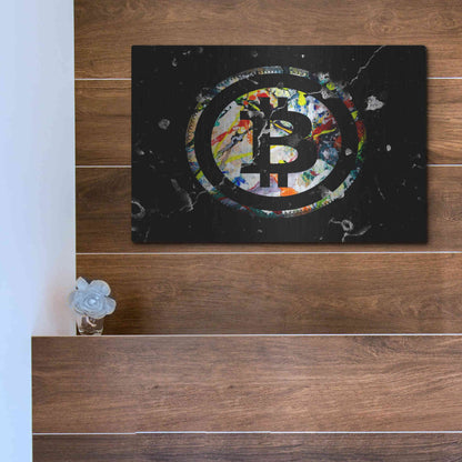 Luxe Metal Art 'Bitcoin Paint' by Karen Smith Metal Wall Art,16x12