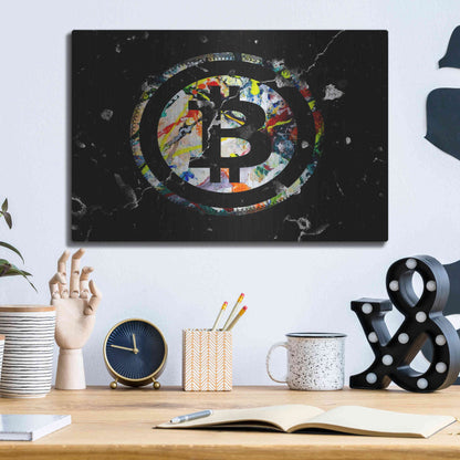 Luxe Metal Art 'Bitcoin Paint' by Karen Smith Metal Wall Art,16x12