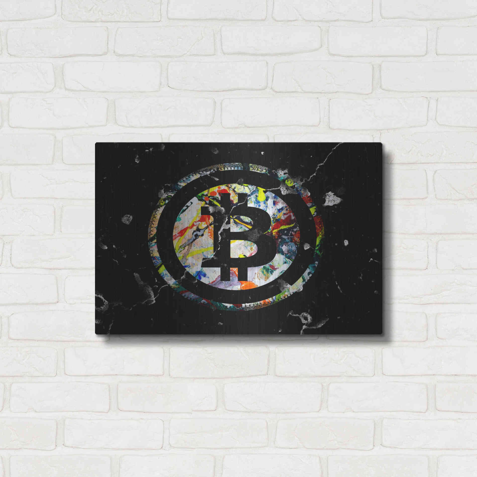 Luxe Metal Art 'Bitcoin Paint' by Karen Smith Metal Wall Art,24x16