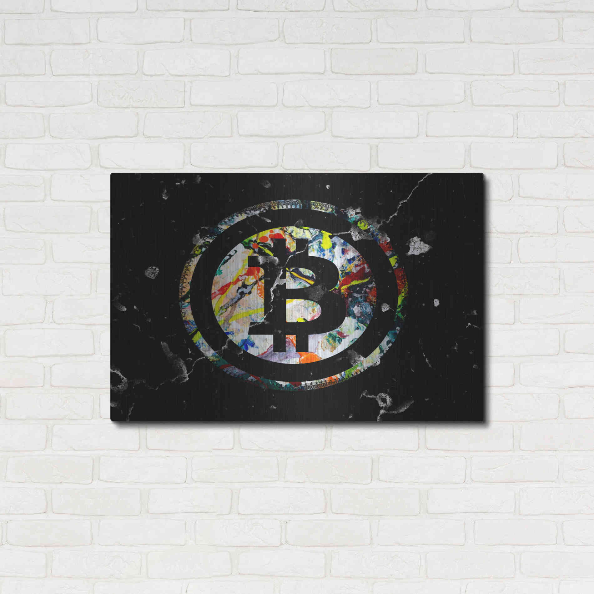Luxe Metal Art 'Bitcoin Paint' by Karen Smith Metal Wall Art,36x24