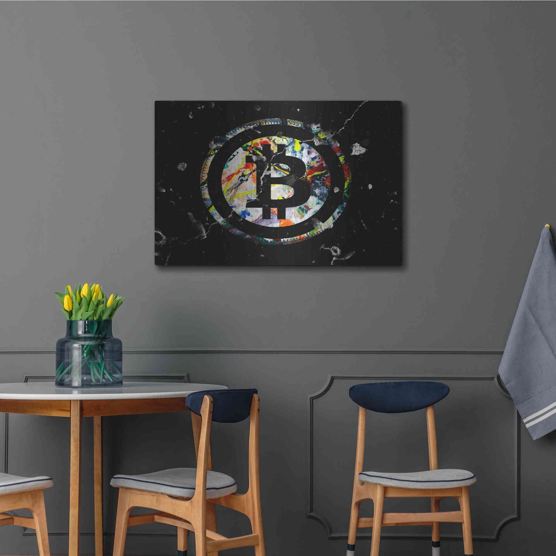 Luxe Metal Art 'Bitcoin Paint' by Karen Smith Metal Wall Art,36x24