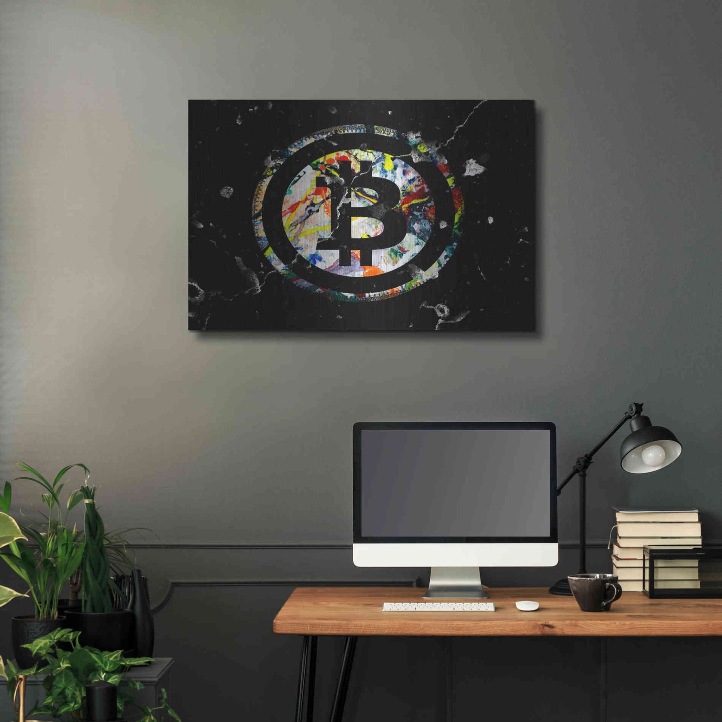 Luxe Metal Art 'Bitcoin Paint' by Karen Smith Metal Wall Art,36x24