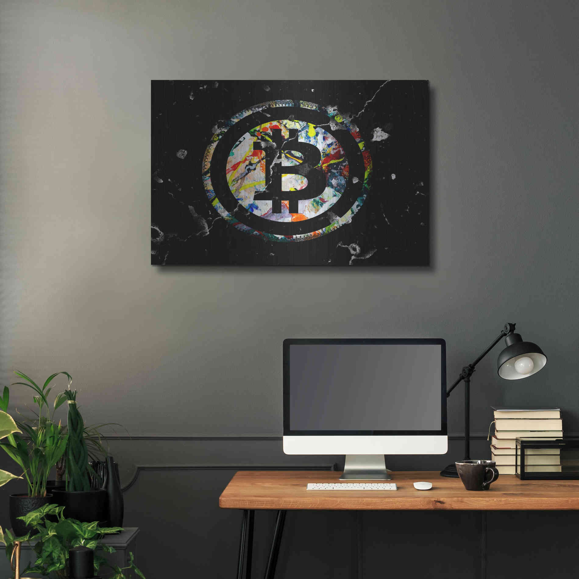 Luxe Metal Art 'Bitcoin Paint' by Karen Smith Metal Wall Art,36x24