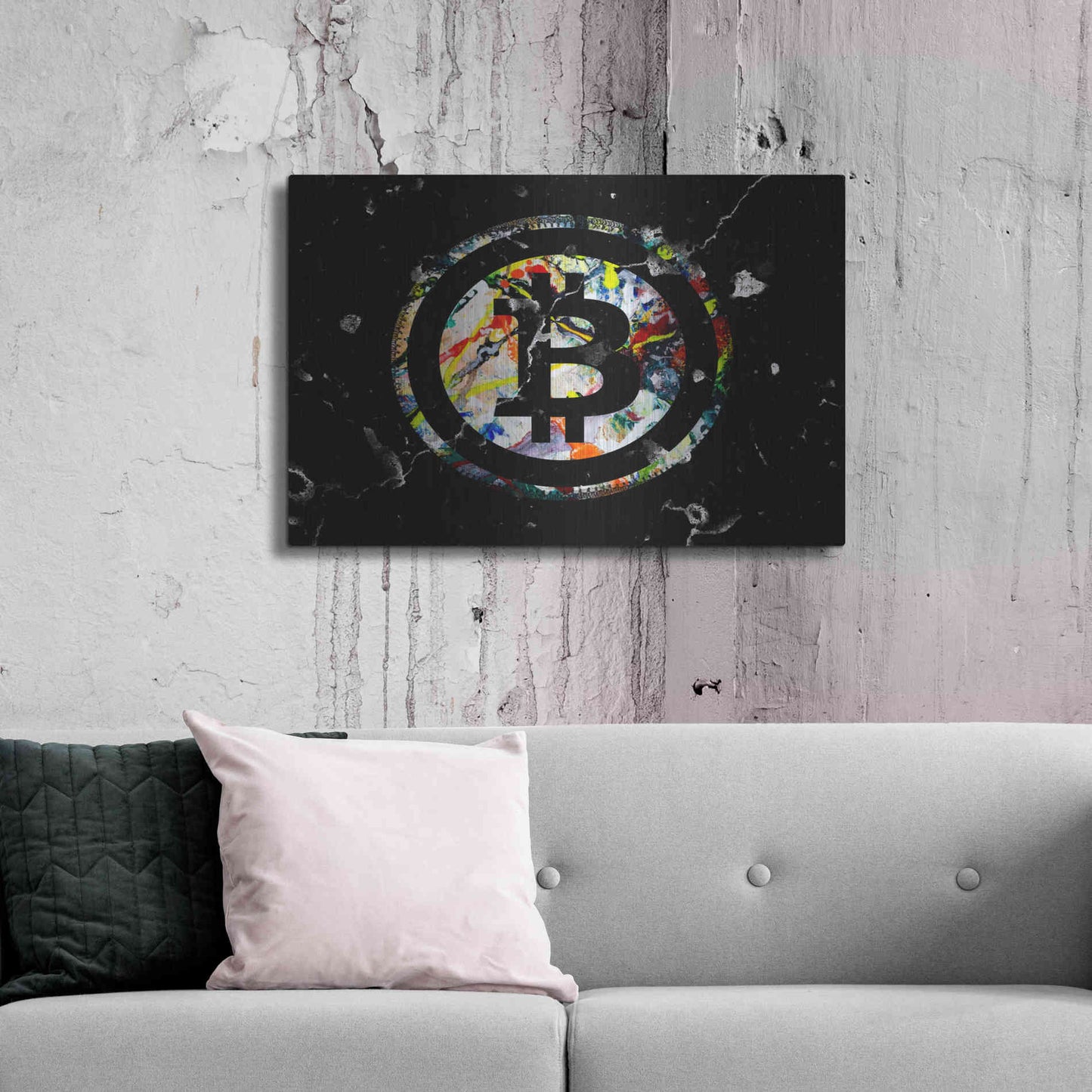Luxe Metal Art 'Bitcoin Paint' by Karen Smith Metal Wall Art,36x24