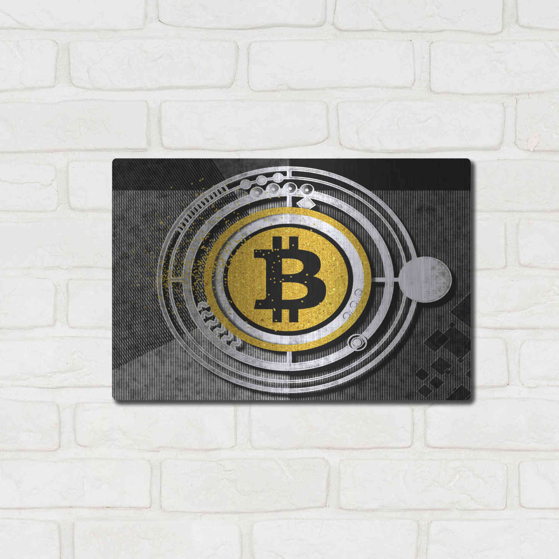 Luxe Metal Art 'Bitcoin Glitterball' by Karen Smith Metal Wall Art,16x12