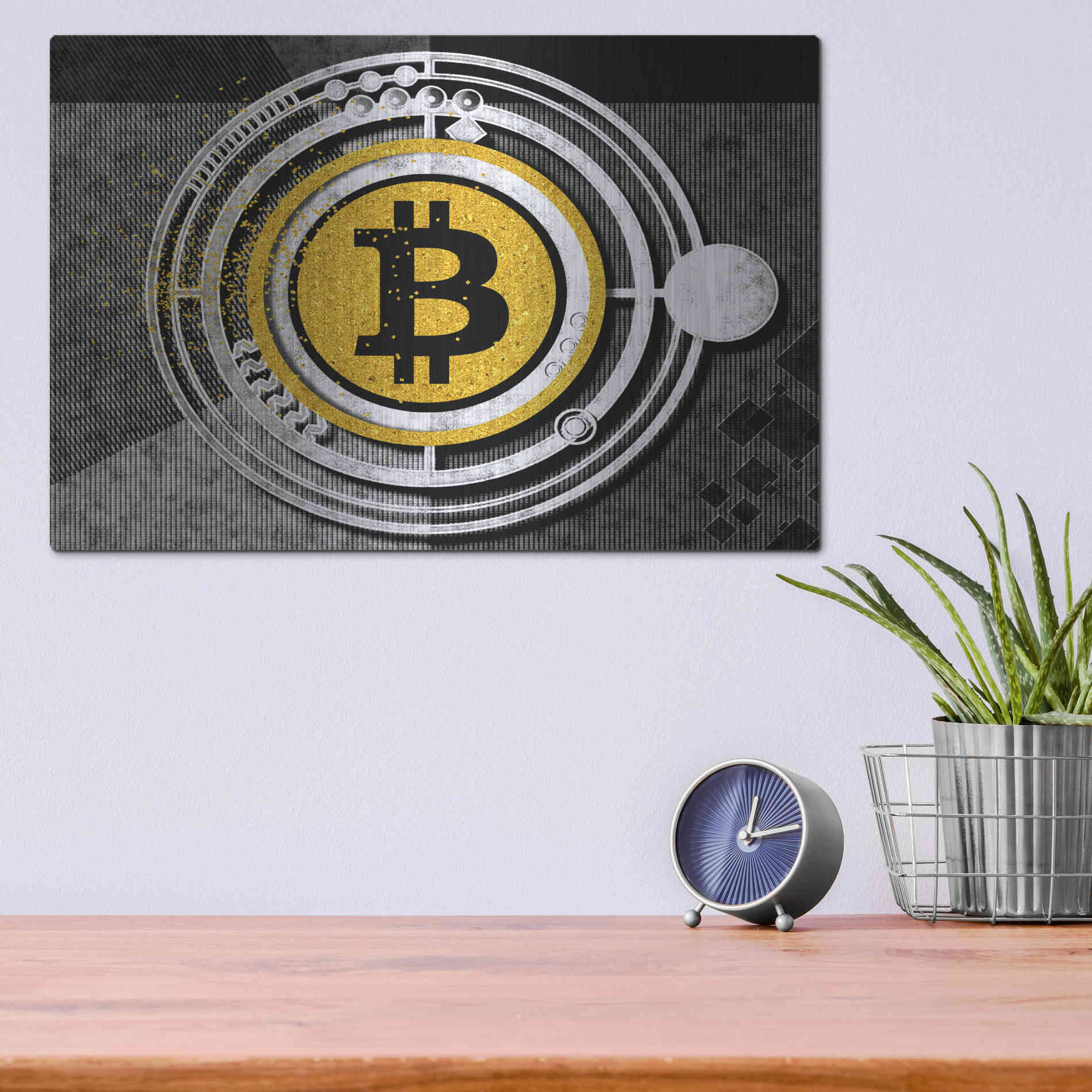 Luxe Metal Art 'Bitcoin Glitterball' by Karen Smith Metal Wall Art,16x12