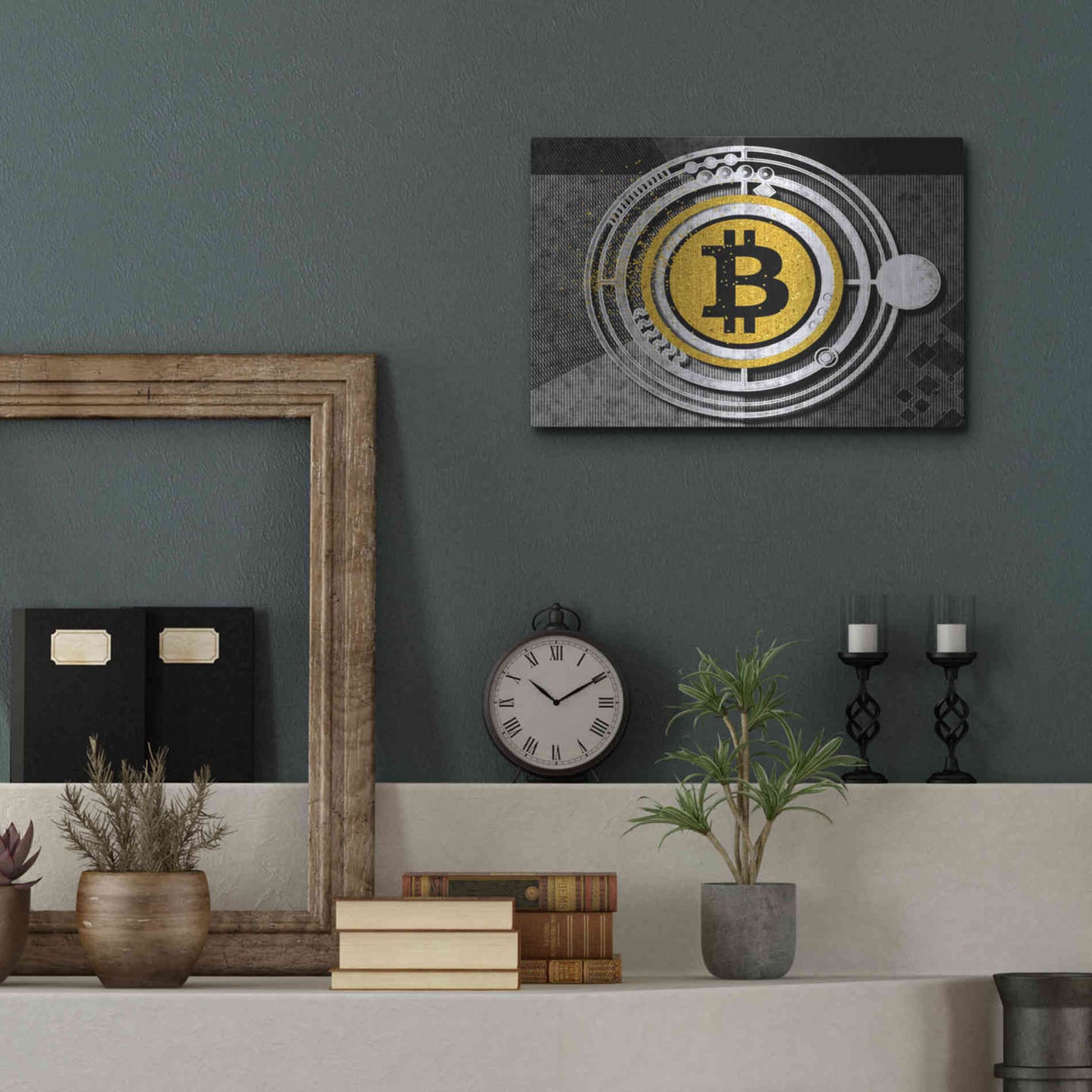 Luxe Metal Art 'Bitcoin Glitterball' by Karen Smith Metal Wall Art,16x12