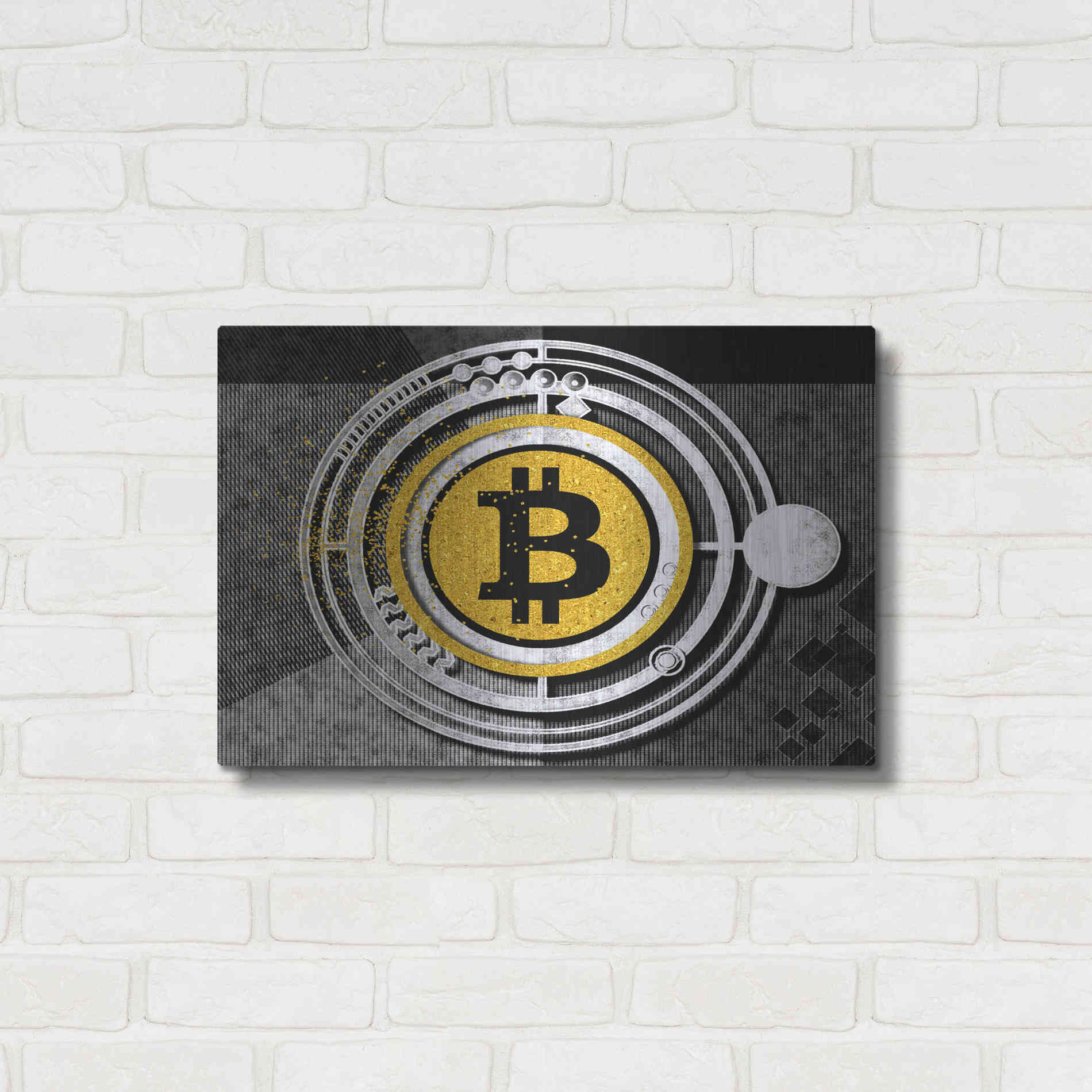 Luxe Metal Art 'Bitcoin Glitterball' by Karen Smith Metal Wall Art,24x16